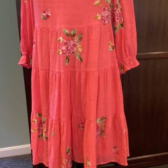Fig and flower boho embroidered flowy summer dress. Worn 1x EUC - Picture 6 of 8